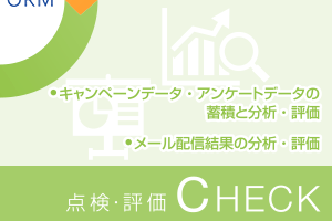 【CHECK 点検・評価】
● キャンペーンデータ・アンケートデータの蓄積と分析・評価
● メール配信結果の分析・評価